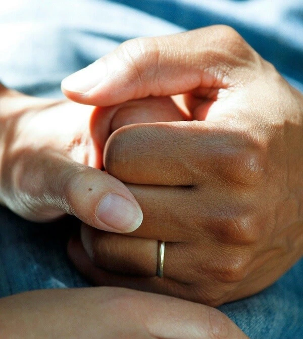 Holding hands in clinic at medical health clinic